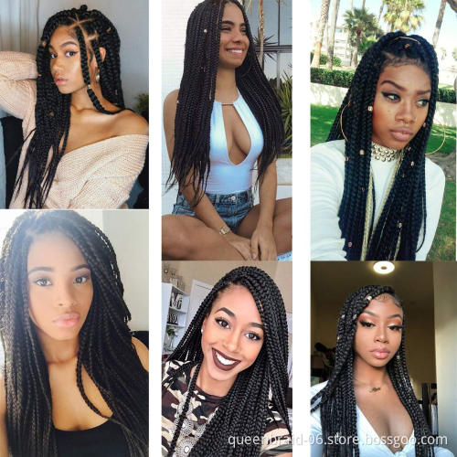 24Inch Medium Box Braids Crochet Hair Crochet Box Braids Small Synthetic Hair Extensions Dreadlocks Synthetic Hair Extension